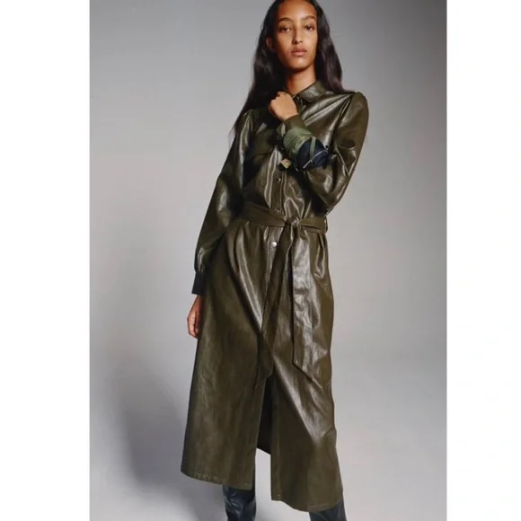 chinese dress ladies Miss Circle Women's Eliana Olive Faux Leather Dress - Green